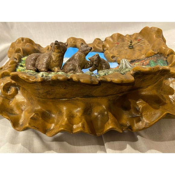 Bear Clock Cabin Lake House Mountains UNIQUE! Tested Works - Picture 7 of 10